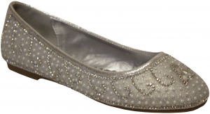 GIRLS FLAT SHOES W/ RHINESTONES DESIGNS (SILVER)